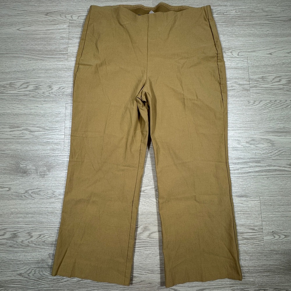 Chico's‎ Women's Crop Pants Pull On Wide Leg Tan Size 2 US 12 Stretch Comfort